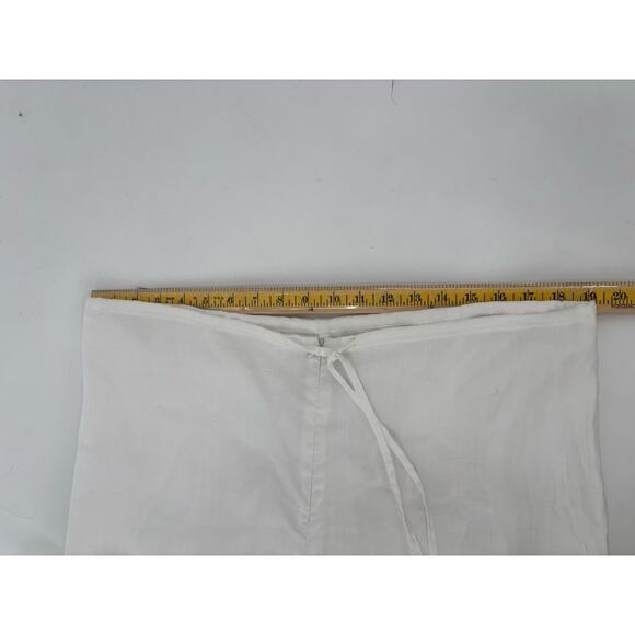 Kaelyn Max Vintage Pants Womens 14 White Canvas Sheer Floral Butterfly Cropped - Picture 13 of 16